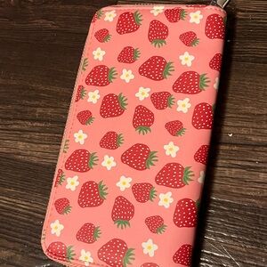 Strawberry Pattern purse and Phone Wallet Case - Red